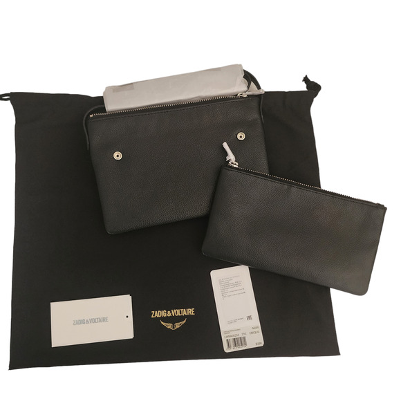 NWT Zadig & Voltaire Crossbody Bag Black Leather Stella Wings Zipper Shoulder - Picture 6 of 16